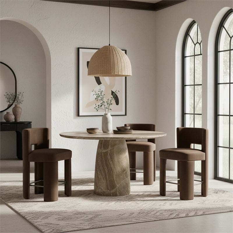 Meridian Furniture Venosa Beige Concrete Indoor / Outdoor Bar Table