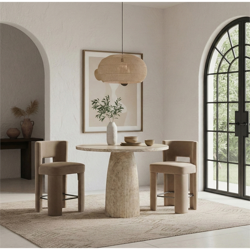 Meridian Furniture Venosa Travertine Concrete Indoor / Outdoor Bar Table