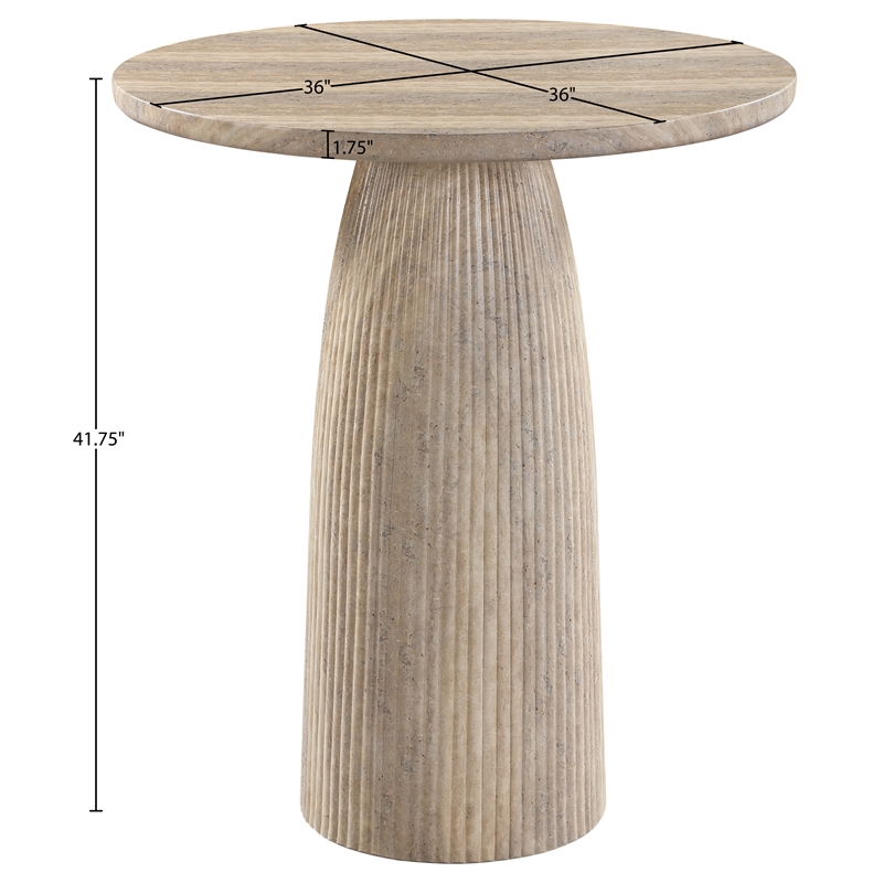 Meridian Furniture Venosa Travertine Concrete Indoor / Outdoor Bar Table