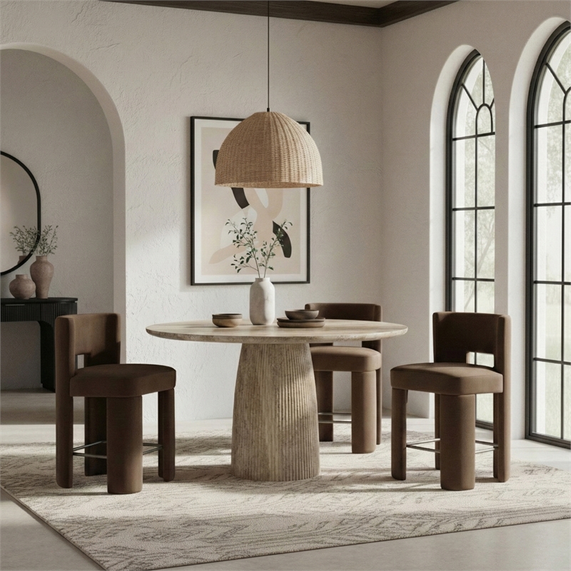 Meridian Furniture Venosa Travertine Concrete Indoor / Outdoor Bar Table