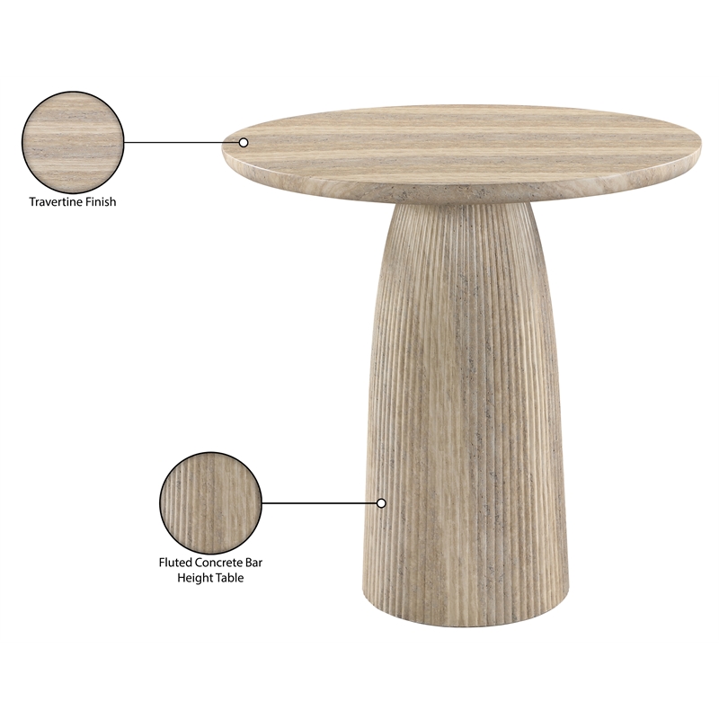 Meridian Furniture Venosa Travertine Concrete Indoor / Outdoor Bar Table