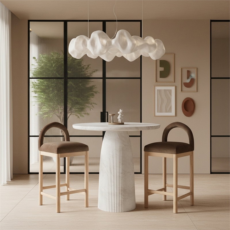 Meridian Furniture Venosa White Concrete Indoor / Outdoor Bar Table
