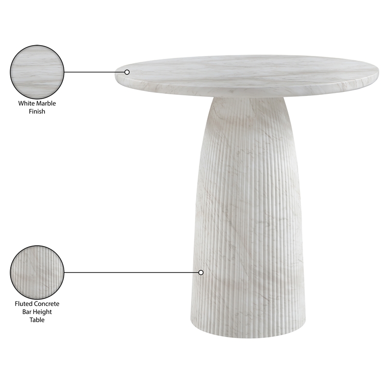 Meridian Furniture Venosa White Concrete Indoor / Outdoor Bar Table