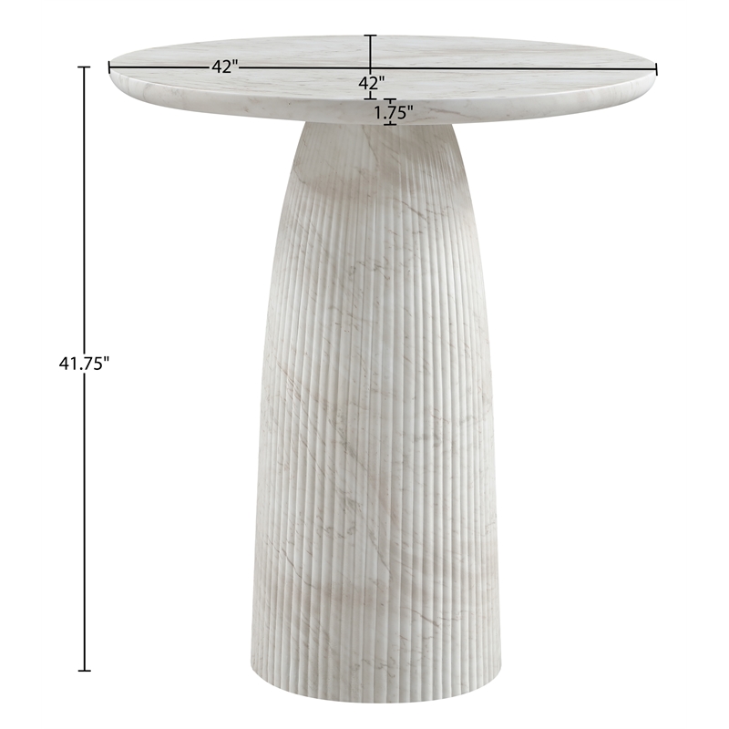 Meridian Furniture Venosa White Concrete Indoor / Outdoor Bar Table