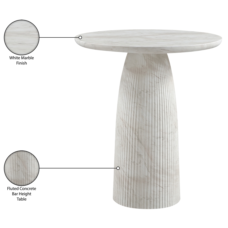 Meridian Furniture Venosa White Concrete Indoor / Outdoor Bar Table