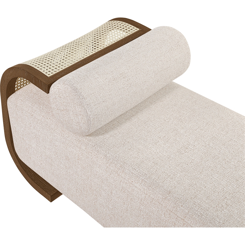 Meridian Furniture Zephyr Beige Linen Textured Fabric Upholstered Chaise