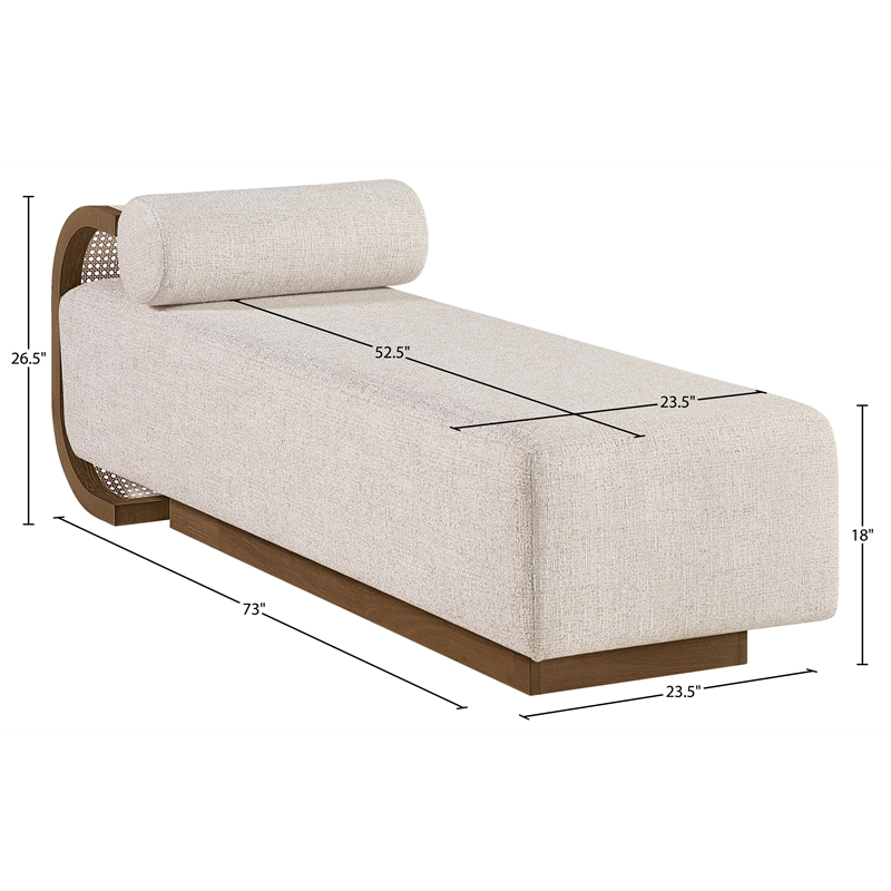 Meridian Furniture Zephyr Beige Linen Textured Fabric Upholstered Chaise