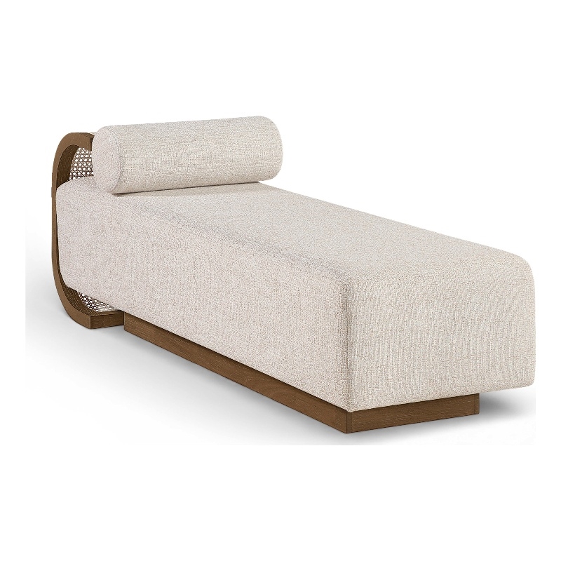 Meridian Furniture Zephyr Beige Linen Textured Fabric Upholstered Chaise