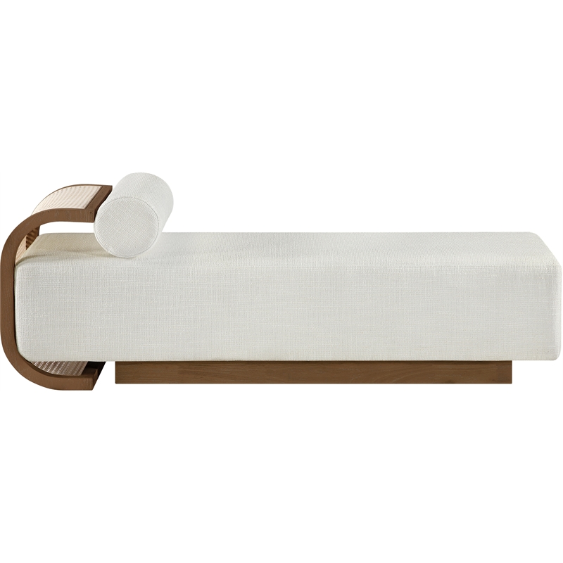 Meridian Furniture Zephyr Cream Linen Textured Fabric Upholstered Chaise