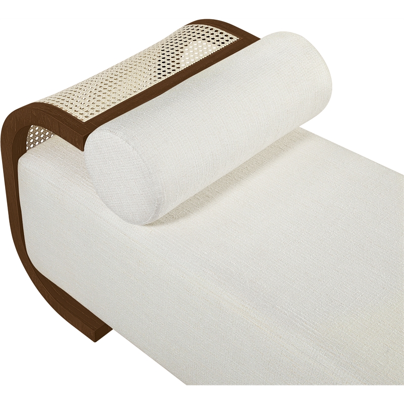 Meridian Furniture Zephyr Cream Linen Textured Fabric Upholstered Chaise