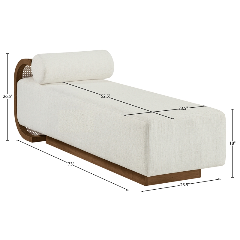 Meridian Furniture Zephyr Cream Linen Textured Fabric Upholstered Chaise