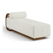 Meridian Furniture Zephyr Cream Linen Textured Fabric Upholstered Chaise