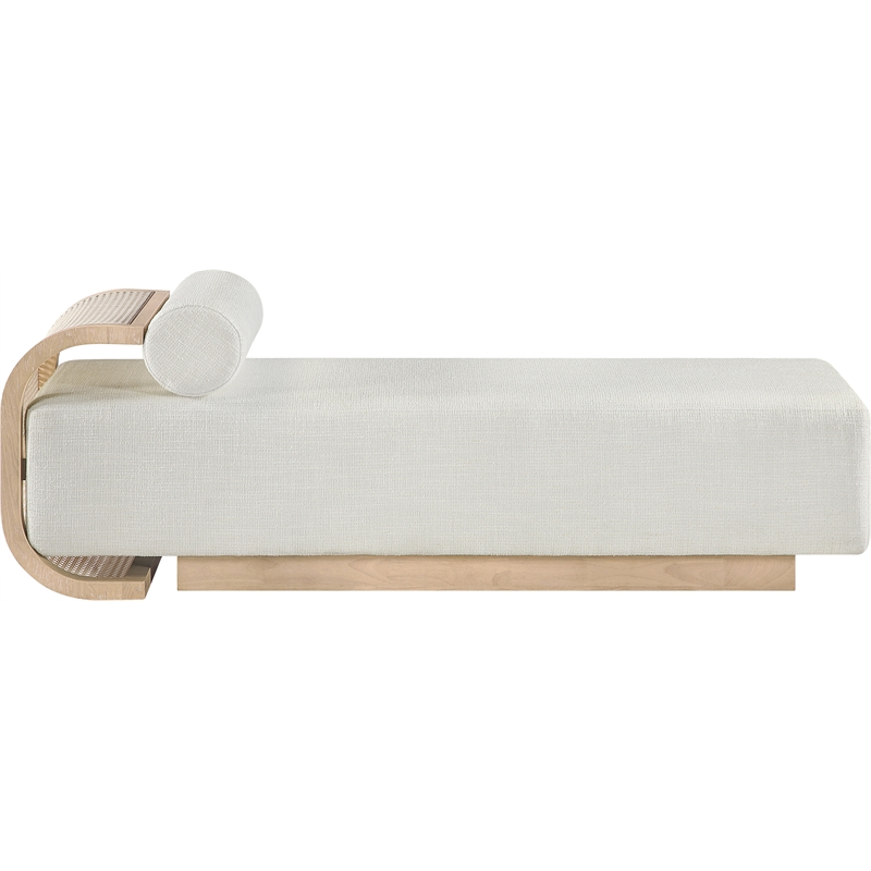 Meridian Furniture Zephyr Cream Linen Textured Fabric Upholstered Chaise