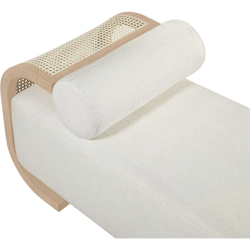 Meridian Furniture Zephyr Cream Linen Textured Fabric Upholstered Chaise