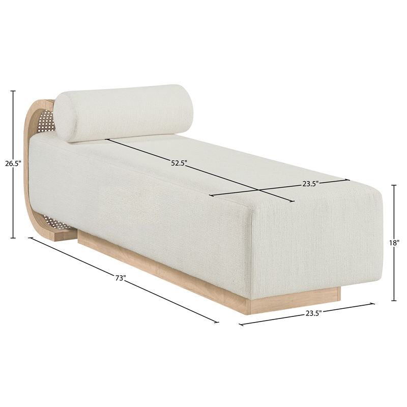Meridian Furniture Zephyr Cream Linen Textured Fabric Upholstered Chaise
