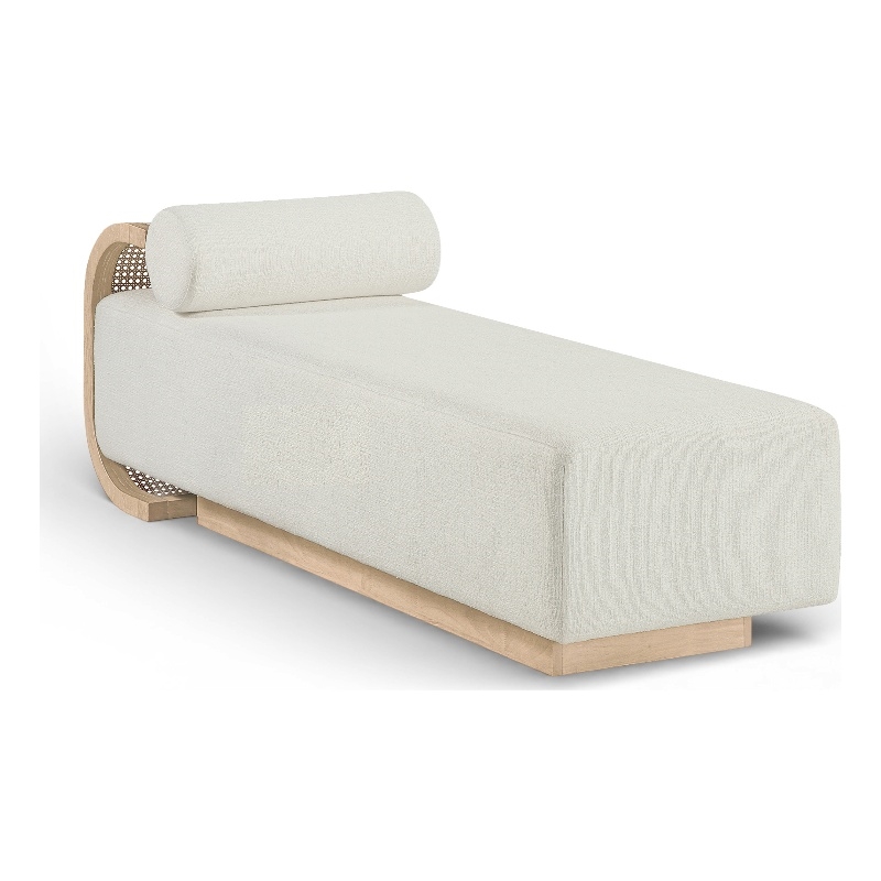 Meridian Furniture Zephyr Cream Linen Textured Fabric Upholstered Chaise