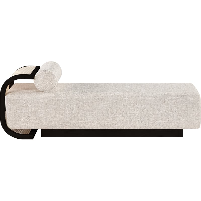 Meridian Furniture Zephyr Beige Linen Textured Fabric Upholstered Chaise