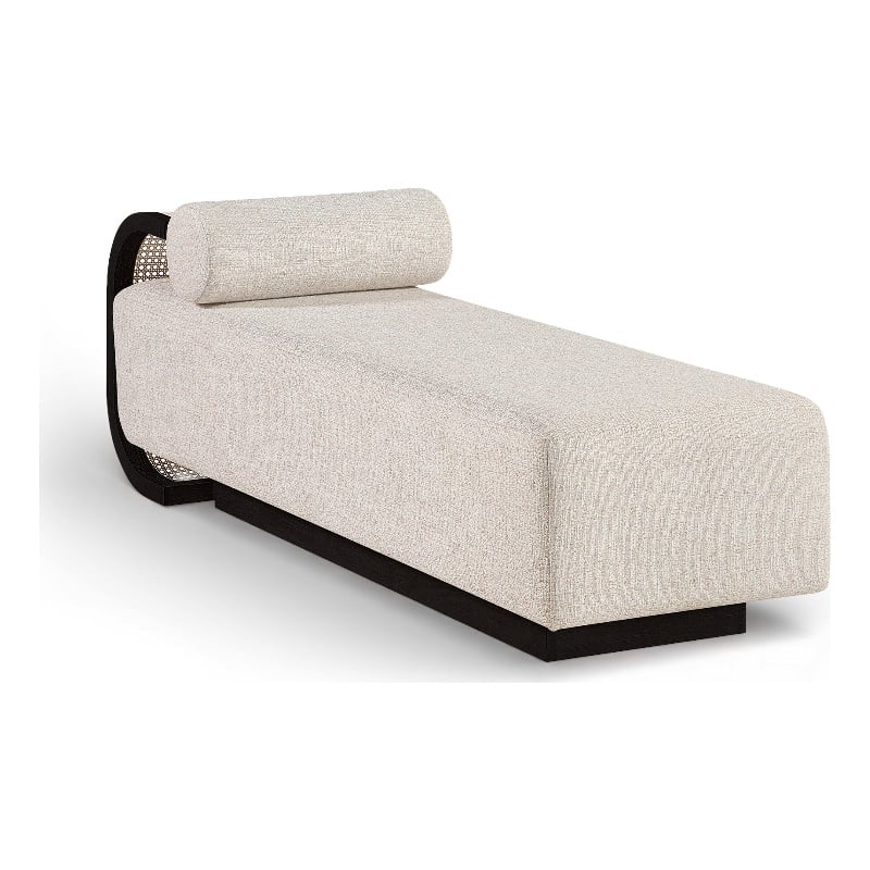 Meridian Furniture Zephyr Beige Linen Textured Fabric Upholstered Chaise
