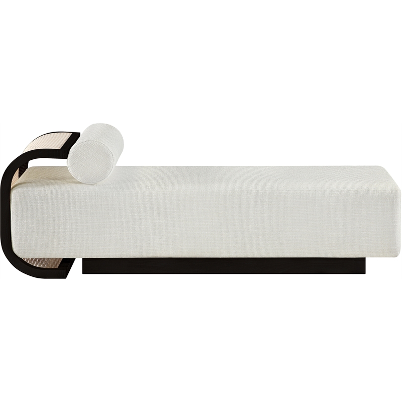 Meridian Furniture Zephyr Cream Linen Textured Fabric Upholstered Chaise