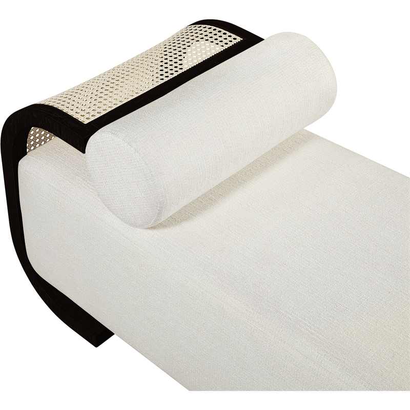 Meridian Furniture Zephyr Cream Linen Textured Fabric Upholstered Chaise
