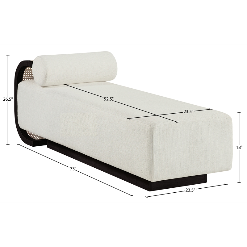 Meridian Furniture Zephyr Cream Linen Textured Fabric Upholstered Chaise