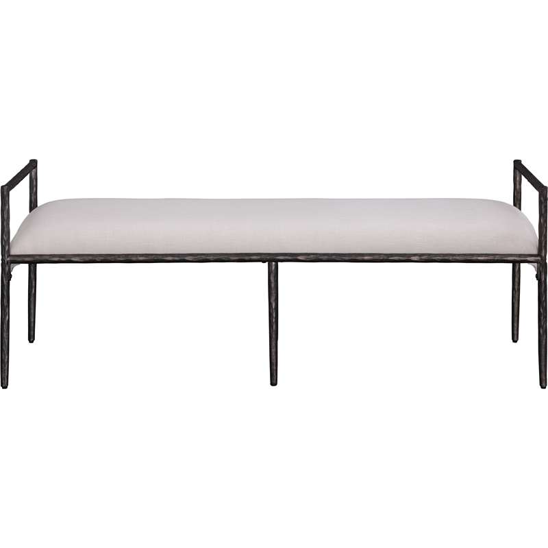 Meridian Furniture Axis Beige Linen Textured Fabric Upholstered Bench