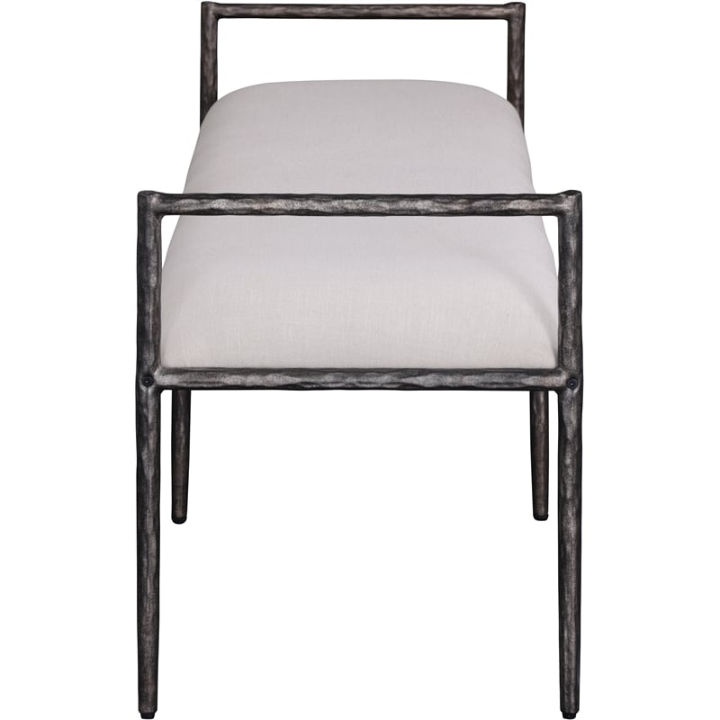 Meridian Furniture Axis Beige Linen Textured Fabric Upholstered Bench