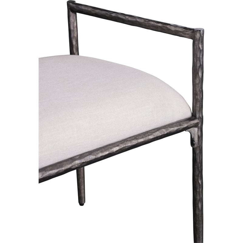 Meridian Furniture Axis Beige Linen Textured Fabric Upholstered Bench