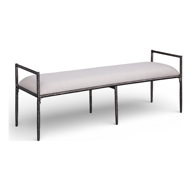 Meridian Furniture Axis Beige Linen Textured Fabric Upholstered Bench