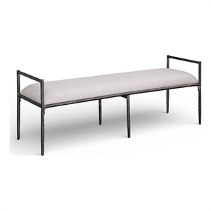 Meridian Furniture Axis Beige Linen Textured Fabric Upholstered Bench