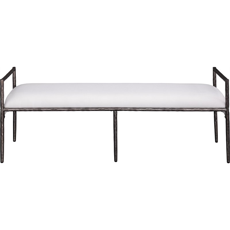 Meridian Furniture Axis Cream Linen Textured Fabric Upholstered Bench