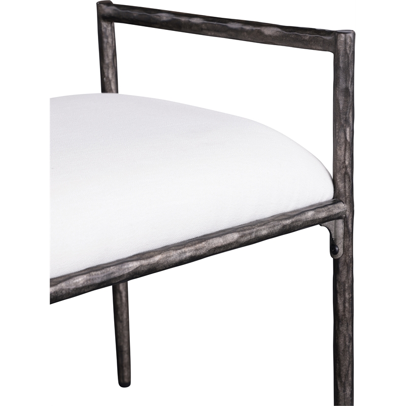 Meridian Furniture Axis Cream Linen Textured Fabric Upholstered Bench
