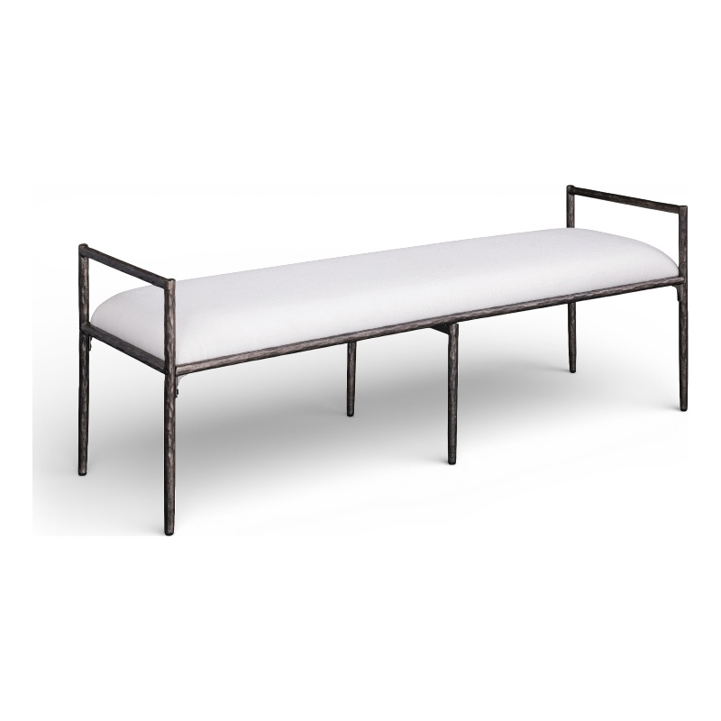Meridian Furniture Axis Cream Linen Textured Fabric Upholstered Bench