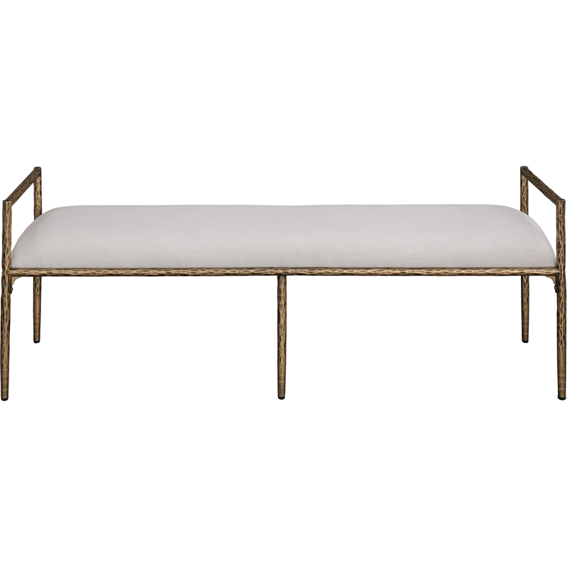 Meridian Furniture Axis Beige Linen Textured Fabric Upholstered Bench
