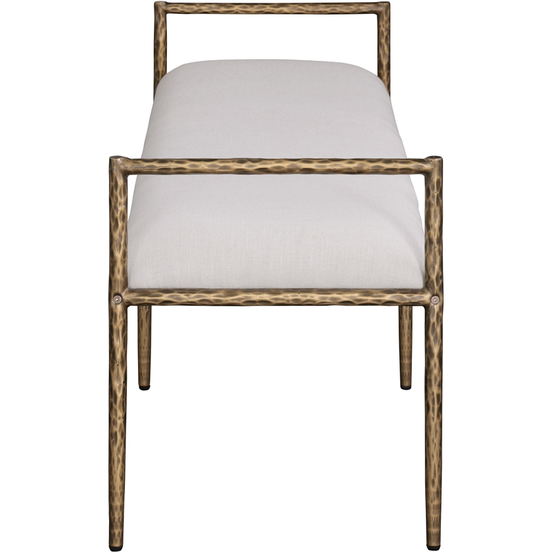 Meridian Furniture Axis Beige Linen Textured Fabric Upholstered Bench
