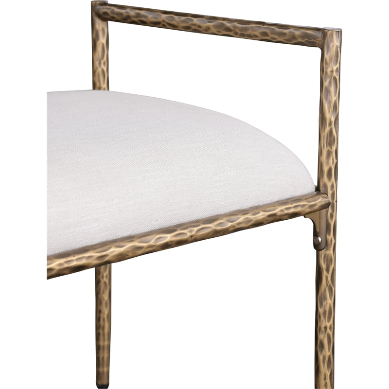 Meridian Furniture Axis Beige Linen Textured Fabric Upholstered Bench
