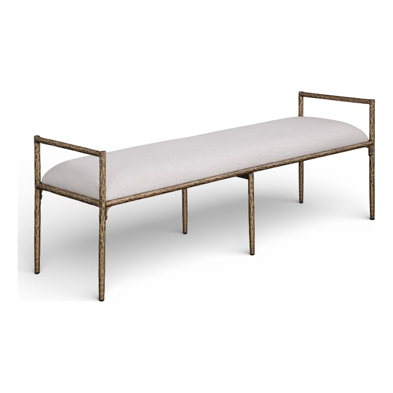 Meridian Furniture Axis Beige Linen Textured Fabric Upholstered Bench