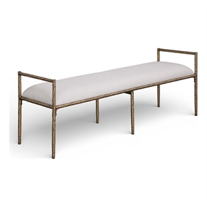 Meridian Furniture Axis Beige Linen Textured Fabric Upholstered Bench