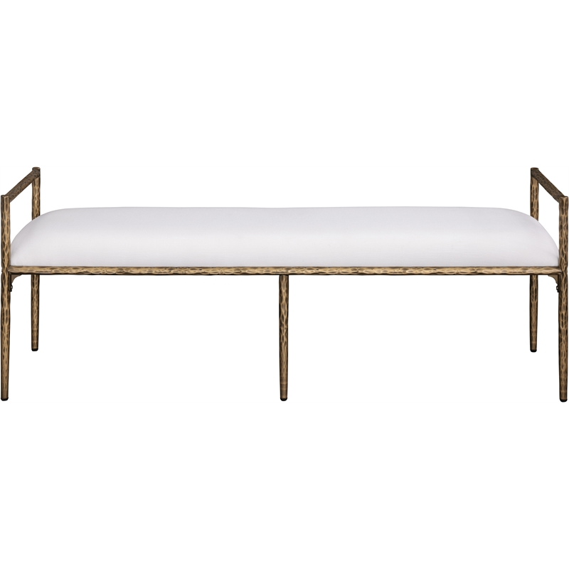 Meridian Furniture Axis Cream Linen Textured Fabric Upholstered Bench