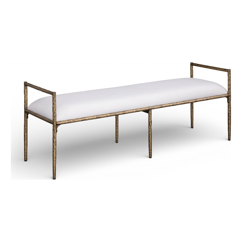 Meridian Furniture Axis Cream Linen Textured Fabric Upholstered Bench