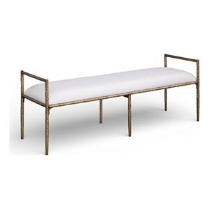 Meridian Furniture Axis Cream Linen Textured Fabric Upholstered Bench