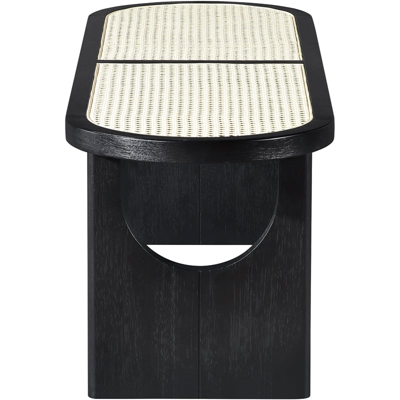 Meridian Furniture Canovia Black Solid Wood And Faux Cane Bench