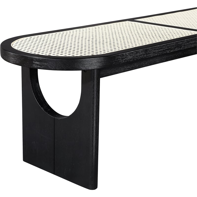 Meridian Furniture Canovia Black Solid Wood And Faux Cane Bench