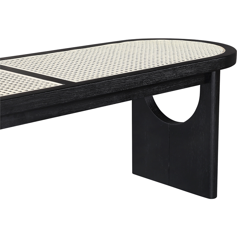 Meridian Furniture Canovia Black Solid Wood And Faux Cane Bench
