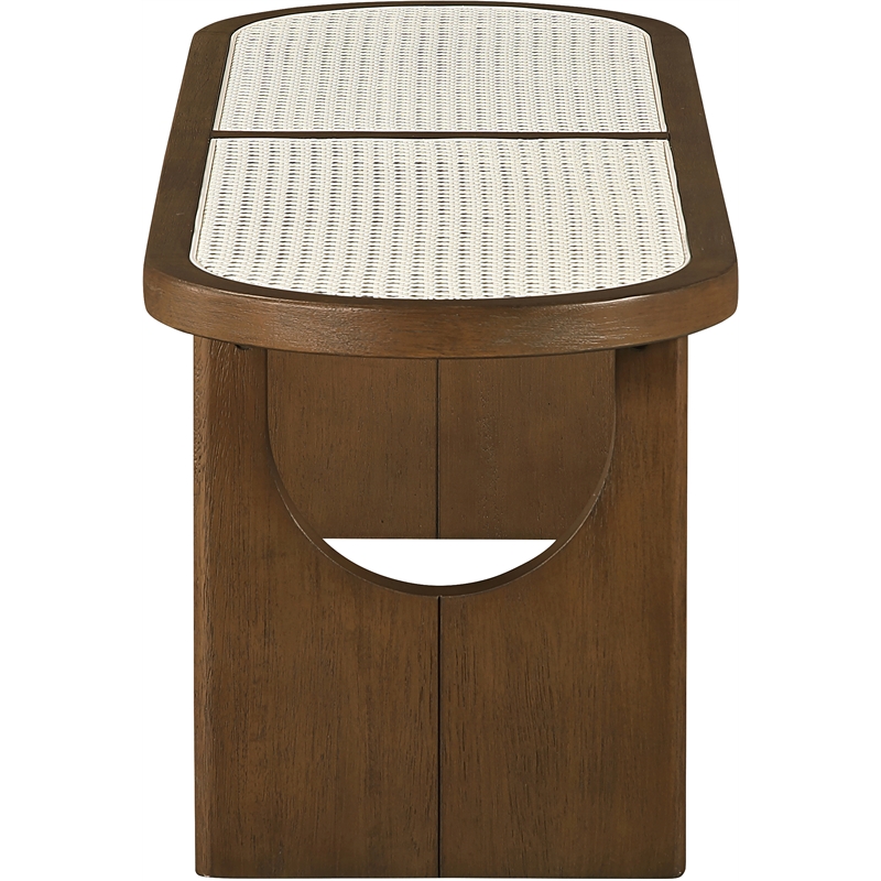 Meridian Furniture Canovia Brown Walnut Solid Wood And Faux Cane Bench