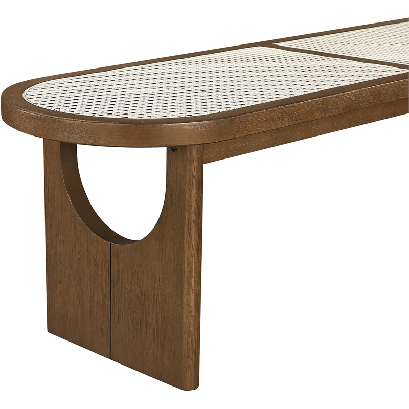 Meridian Furniture Canovia Brown Walnut Solid Wood And Faux Cane Bench