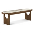 Meridian Furniture Canovia Brown Walnut Solid Wood And Faux Cane Bench