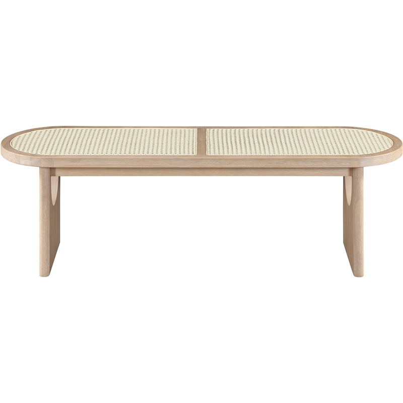 Meridian Furniture Canovia Natural Solid Wood And Faux Cane Bench