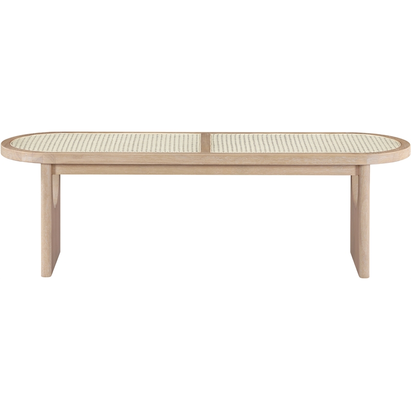 Meridian Furniture Canovia Natural Solid Wood And Faux Cane Bench