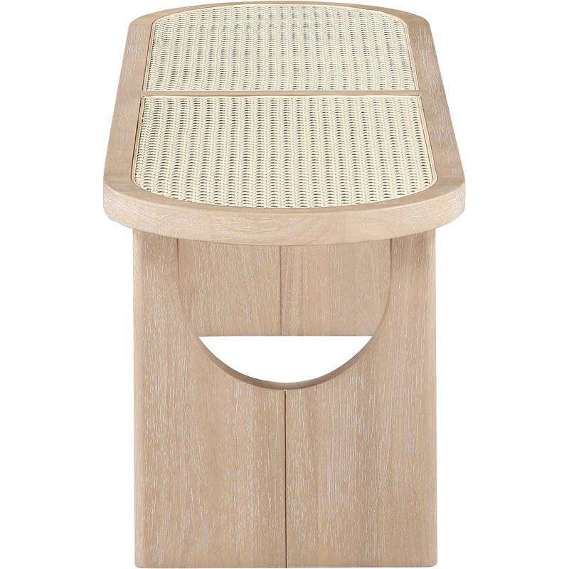 Meridian Furniture Canovia Natural Solid Wood And Faux Cane Bench